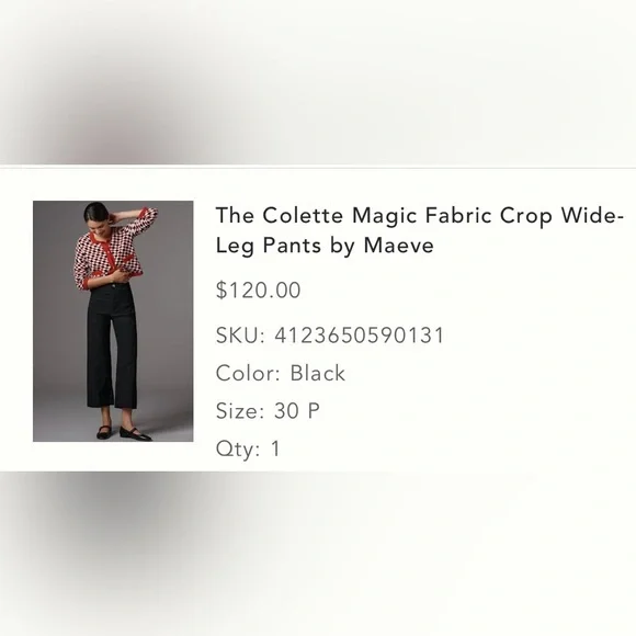 Anthropologie Maeve Colette Cropped Black Pants - Picture 8 of 8